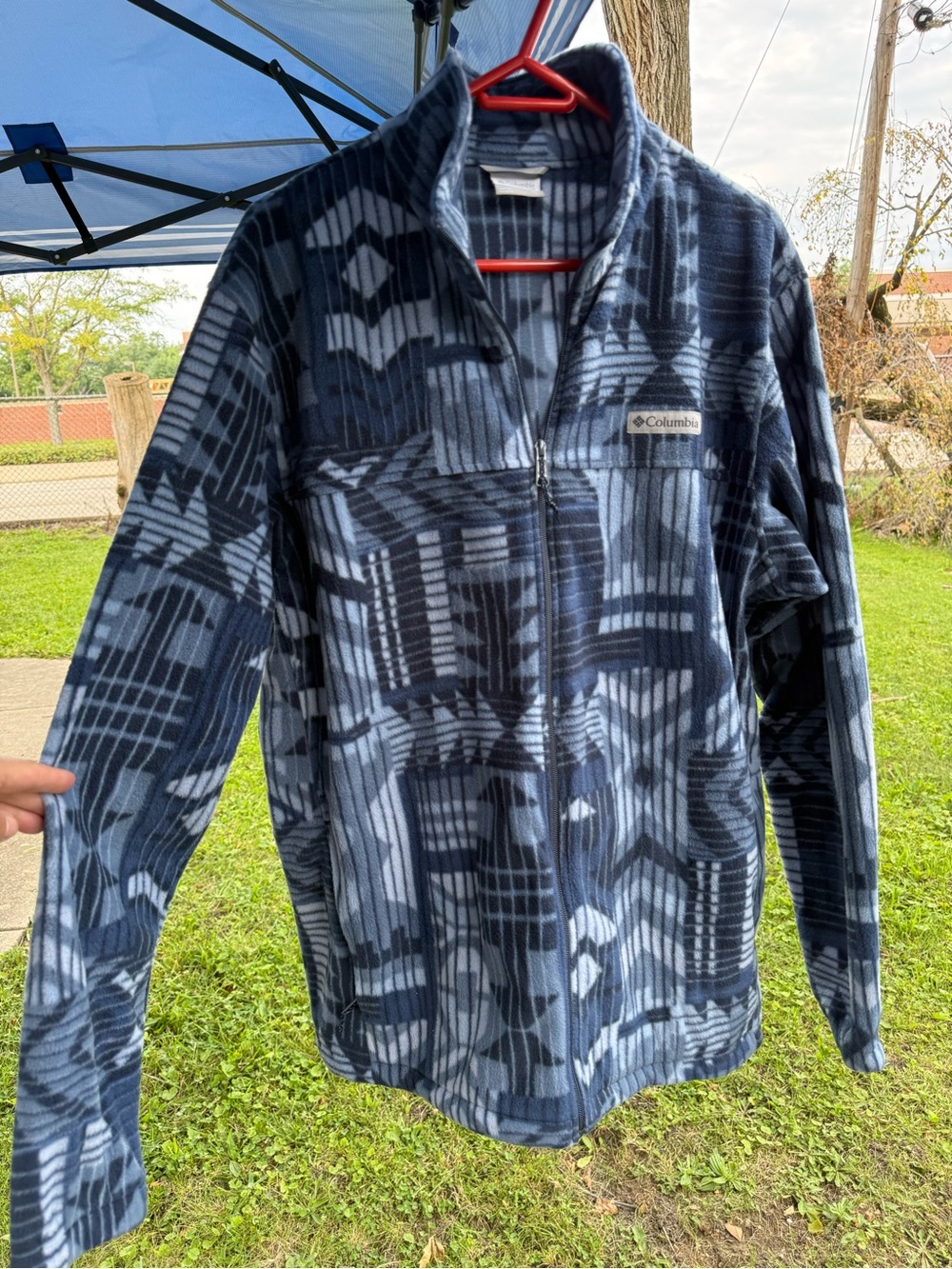 Columbia Men's Blue Patterned Fleece Quarter-Zip Jacket, XLT